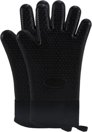 1 Pair Oven Mitts Silicone, BPA-Free Heat Resistant 500℉ Oven Gloves with Quilted Liner,Extra Long Soft Oven Mitts with Non-Slip Grip Surfaces for Kitchen,Grilling,Cooking,BBQ,Baking