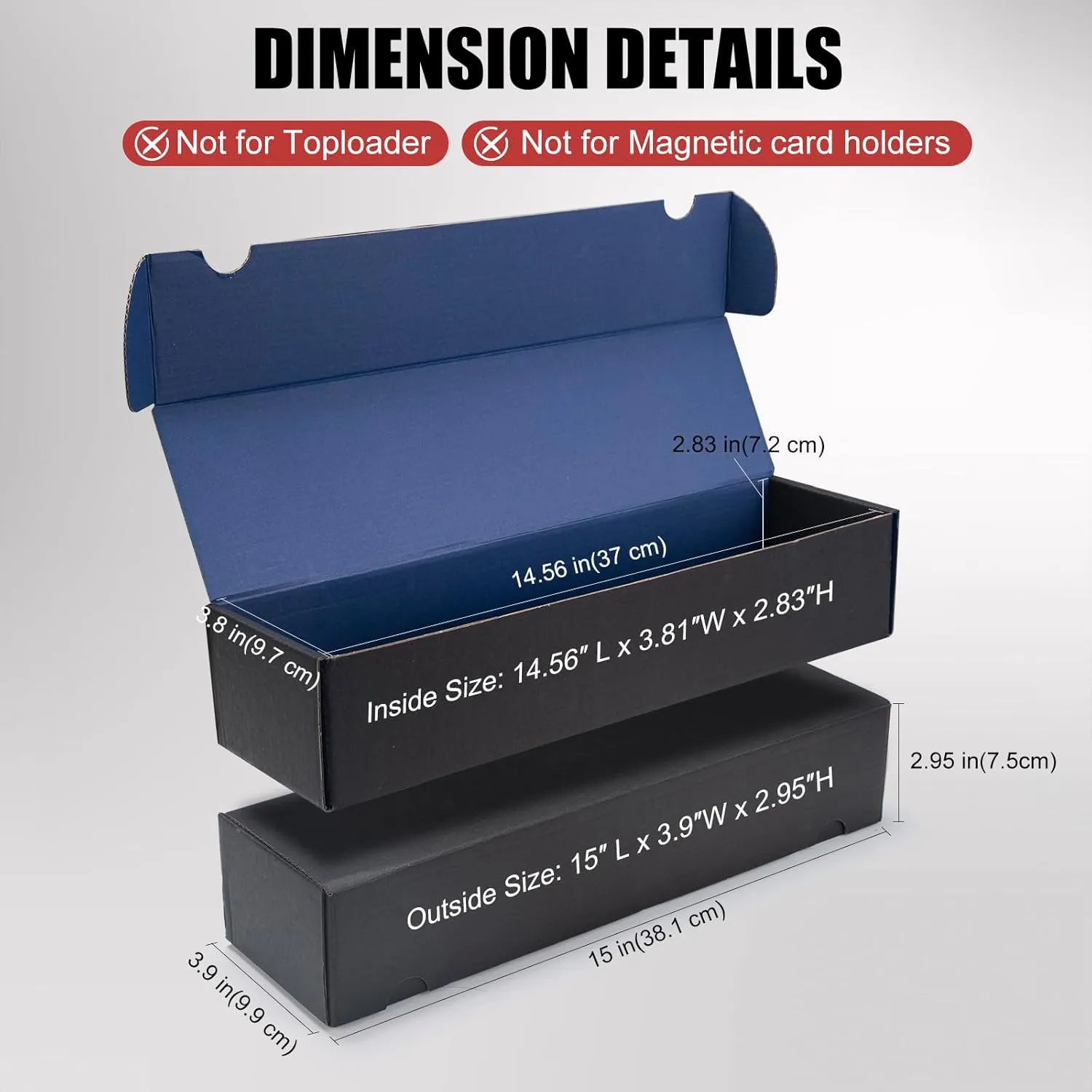 1100  Trading Card Storage Box, 6-Pack Corrugated Cardboard Bulk Sports Storage Box for TCG/Magic/Mtg Basketball Cards, Collectible Trading Cards (Black&Blue)