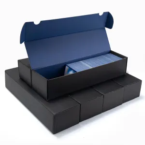 1100  Trading Card Storage Box, 6-Pack Corrugated Cardboard Bulk Sports Storage Box for TCG/Magic/Mtg Basketball Cards, Collectible Trading Cards (Black&Blue)