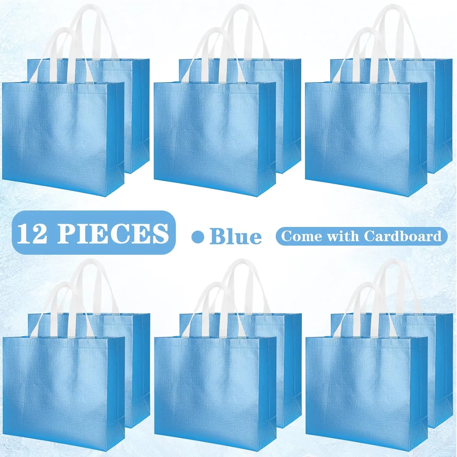 12 PCs Reusable Gift Totes, Glossy Finish with Handle, Non-woven, Foldable Bridesmaids Bags