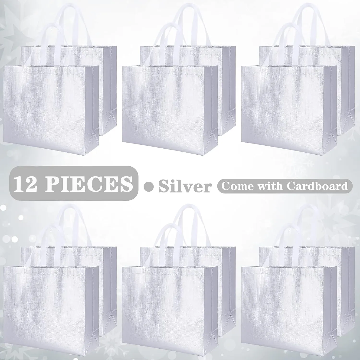 12 PCs Reusable Gift Totes, Glossy Finish with Handle, Non-woven, Foldable Bridesmaids Bags