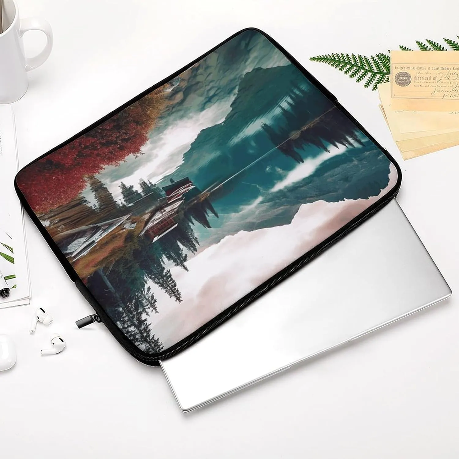 12inch Laptop Sleeve Bag Scenic Lake Laptop Bag Shockproof Computer Carrying Cover Slim Briefcase Handbag