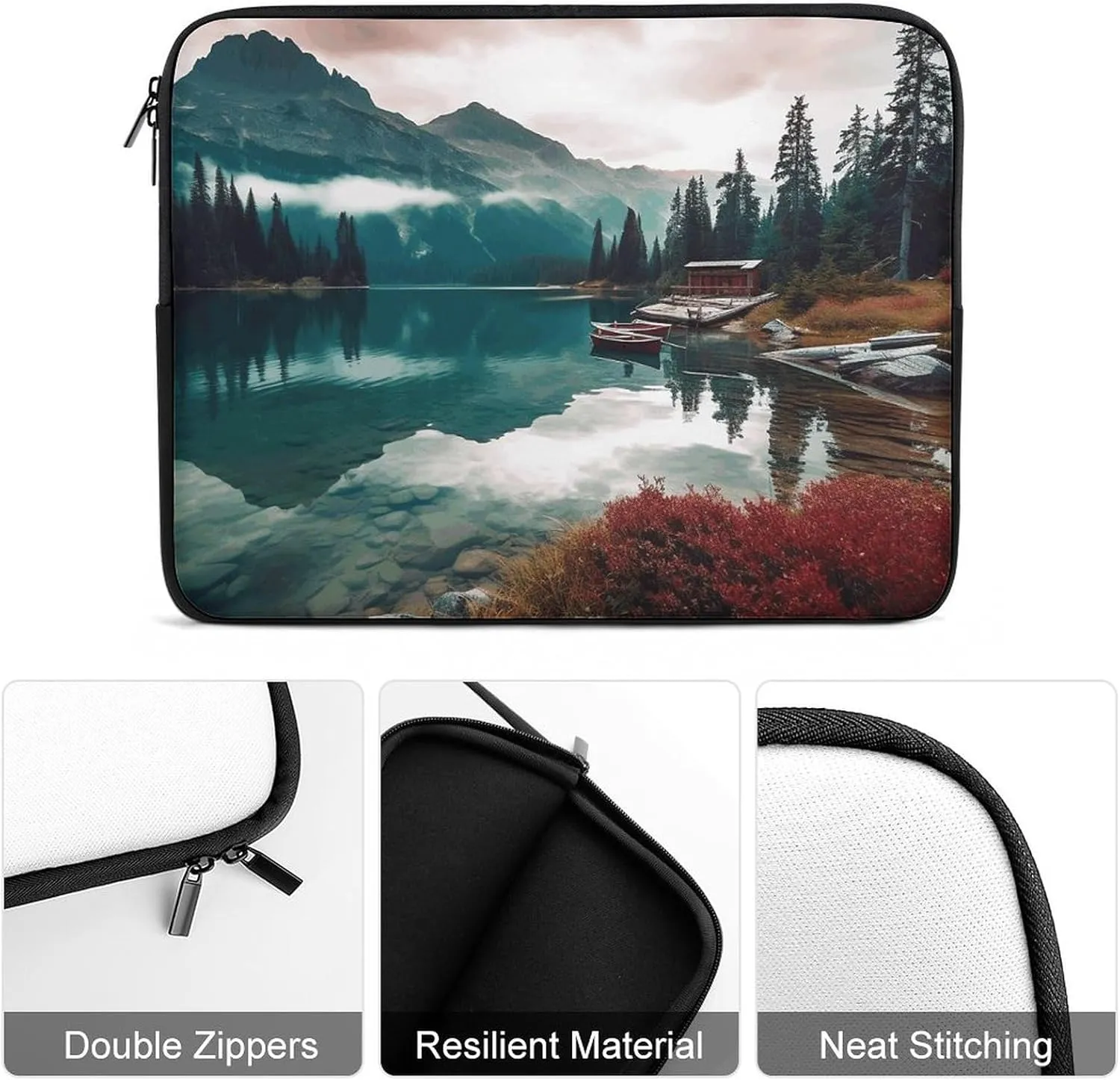 12inch Laptop Sleeve Bag Scenic Lake Laptop Bag Shockproof Computer Carrying Cover Slim Briefcase Handbag