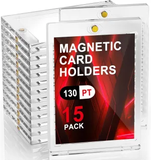130pt Magnetic Card Holders, 15ct One Card Touch Holder for Trading Cards, Baseball Card Protectors Hard Plastic, Magnetic Thick Card Display Case for Sports Cards, Game Cards