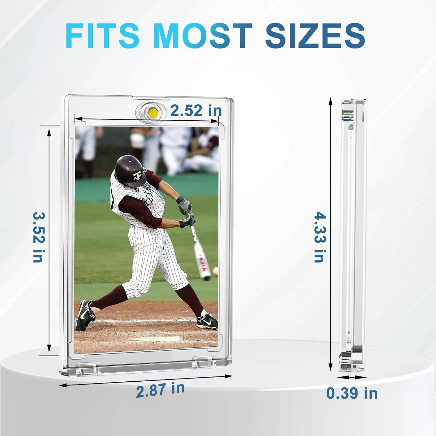 130pt Magnetic Card Holders, 15ct One Card Touch Holder for Trading Cards, Baseball Card Protectors Hard Plastic, Magnetic Thick Card Display Case for Sports Cards, Game Cards