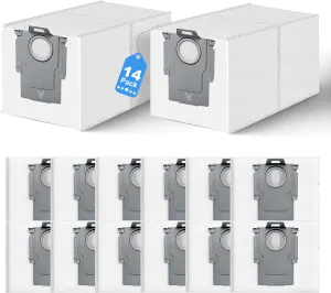 14 Pack Dust Bags for Roborock Q Revo/Qrevo S/Qrevo Pro/Qrevo MaxV/Qrevo Master/Qrevo Plus/Qrevo Curv/Qrevo Slim/S8 Max/MaxV Ultra, Saros 10/10R/Z70, QV/QR Vacuum Cleaner, 3 L Large Capacity Bags