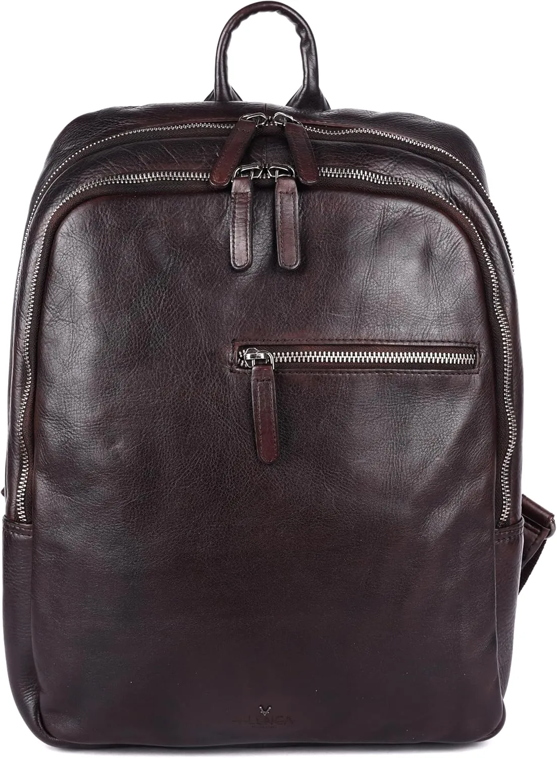 15 Inch Genuine Leather Backpack for Women and Men, Brown Leather Backpack with Adjustable Shoulder Strap