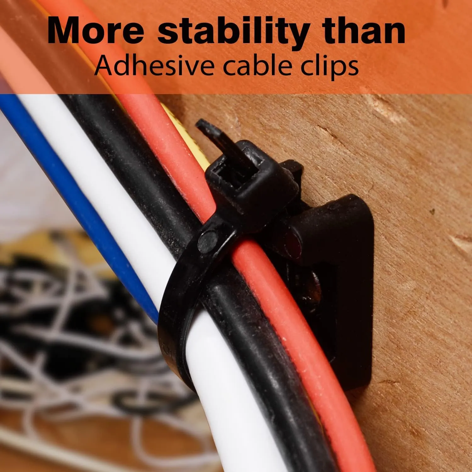 150 Pcs Cable Zip Tie Base Saddle Type Mounts with 6 Inch & 0.19 Inch Cable Ties and Stainless steel Screw, Anchor Wire Cable Clips Organizer Holders Clamps fasteners (Black)