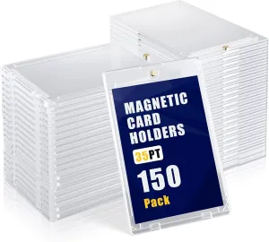 150ct Magnetic Card Holder 35pt Hard Plastic Trading Card Protectors One Touch U-V Protection Magnetic Display Case for Baseball Sports