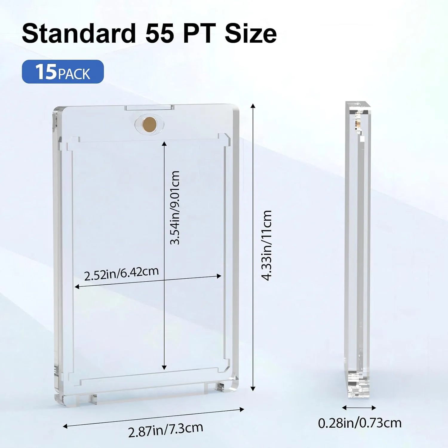 15ct Magnetic Card Holder, 55pt One Card Touch Holders for Trading Cards, U-V Protection Card Display Case Protectors Sleeves Hard Plastic Cover for Sports Game