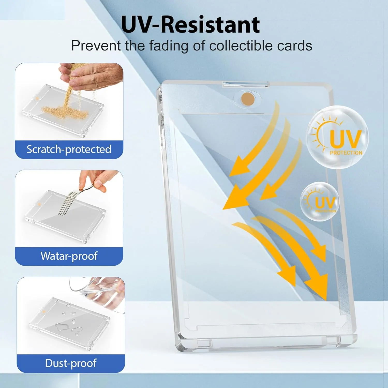 15ct Magnetic Card Holder, 55pt One Card Touch Holders for Trading Cards, U-V Protection Card Display Case Protectors Sleeves Hard Plastic Cover for Sports Game