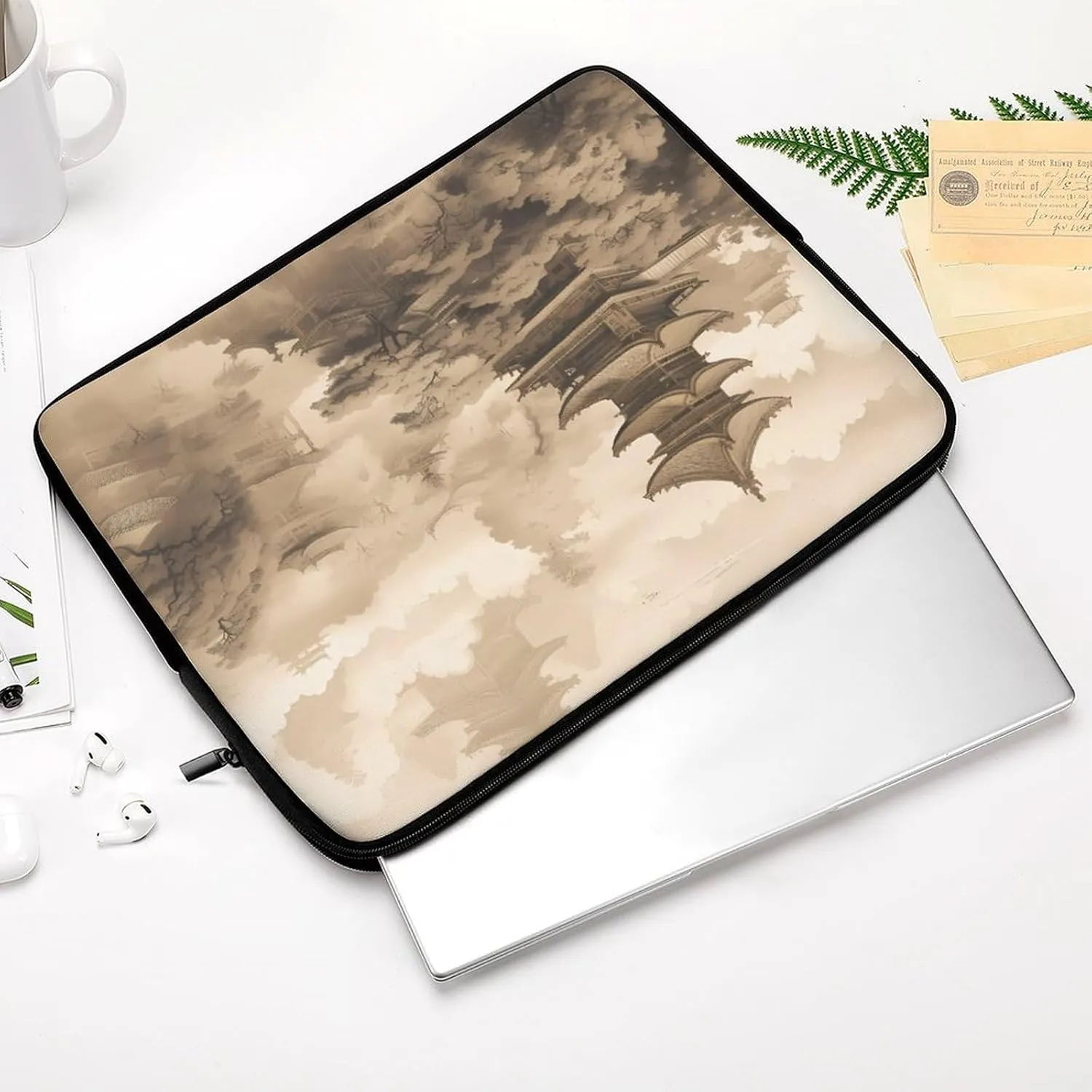 15inch Laptop Sleeve Bag Ancient Architecture Laptop Bag Shockproof Computer Carrying Cover Slim Briefcase Handbag