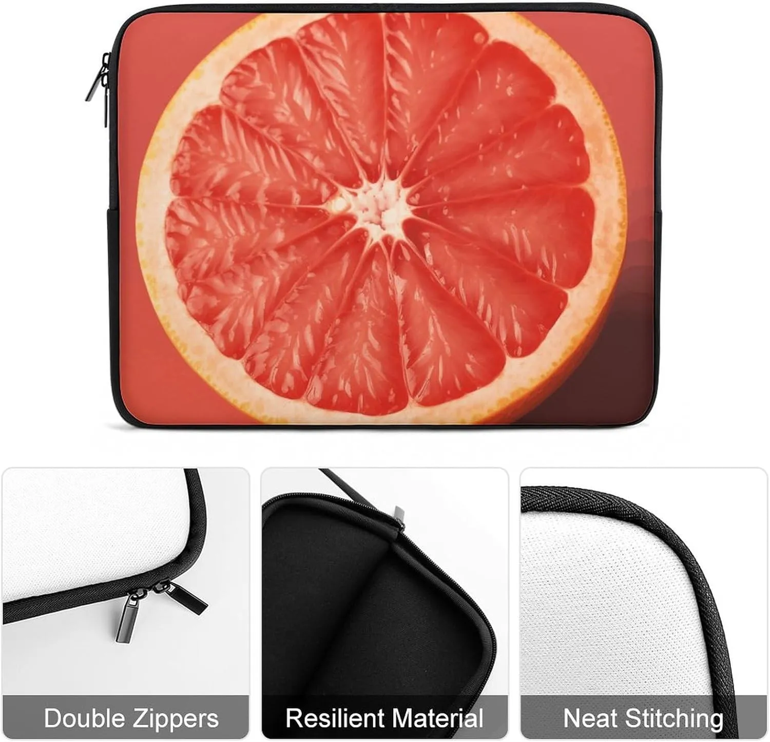 15inch Laptop Sleeve Bag Ripe Grapefruit Slice Laptop Bag Shockproof Computer Carrying Cover Slim Briefcase Handbag