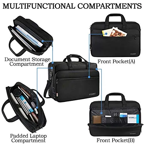 17 inch Laptop Bag, Travel Briefcase with Organizer, Expandable Large Hybrid Shoulder Bag, Water Resistant Business Messenger Briefcases for Men and Women Fits 17 15.6 Inch Laptop, Computer, Tablet