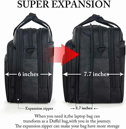 17 inch Laptop Bag, Travel Briefcase with Organizer, Expandable Large Hybrid Shoulder Bag, Water Resistant Business Messenger Briefcases for Men and Women Fits 17 15.6 Inch Laptop, Computer, Tablet