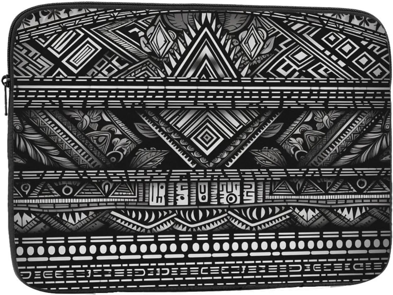 17 inch Laptop Sleeve Bag Black and white tribe Laptop Bag Shockproof Computer Carrying Cover Slim Briefcase Handbag