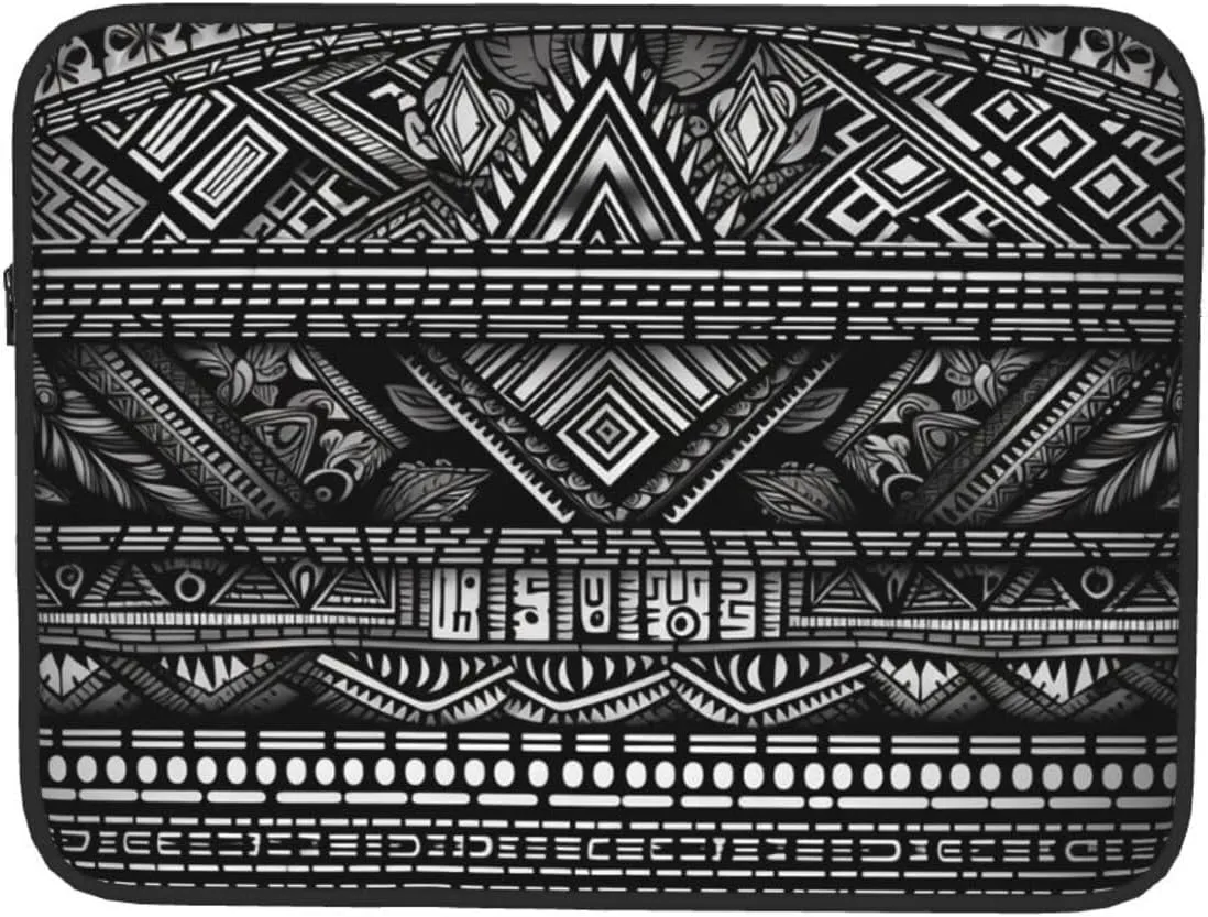 17 inch Laptop Sleeve Bag Black and white tribe Laptop Bag Shockproof Computer Carrying Cover Slim Briefcase Handbag