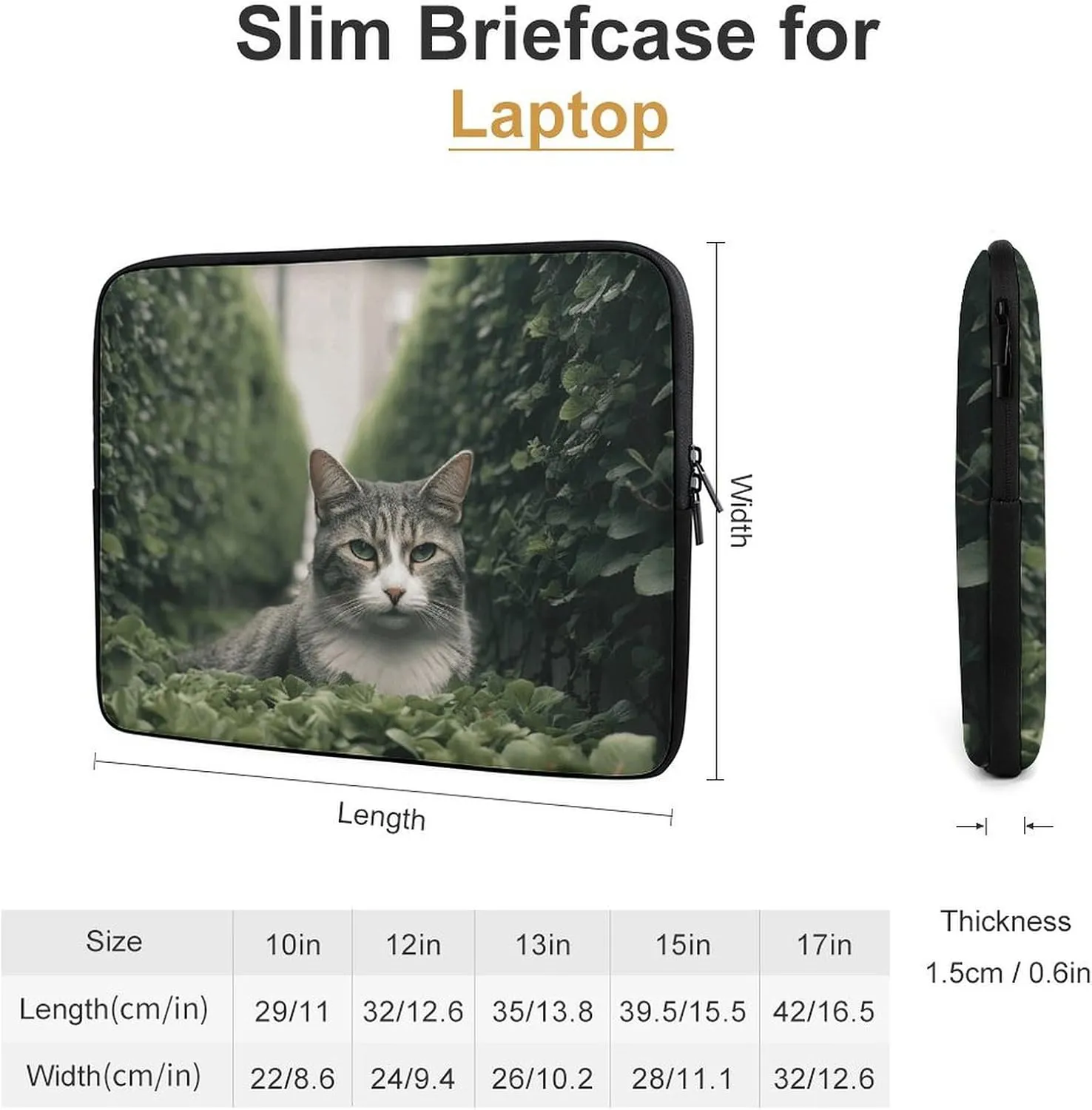 17inch Laptop Sleeve Bag Cat on The Ground Laptop Bag Shockproof Computer Carrying Cover Slim Briefcase Handbag