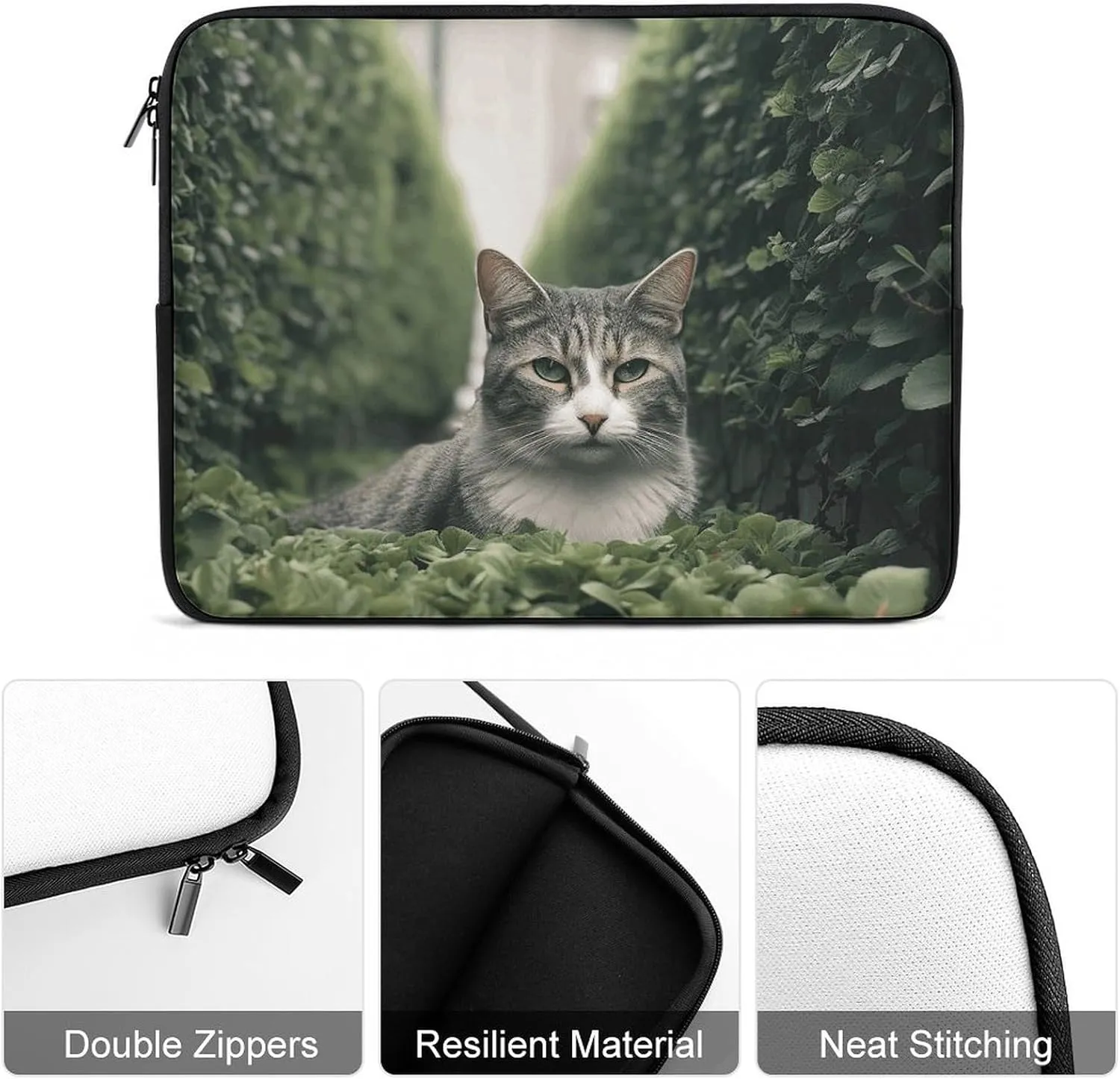 17inch Laptop Sleeve Bag Cat on The Ground Laptop Bag Shockproof Computer Carrying Cover Slim Briefcase Handbag