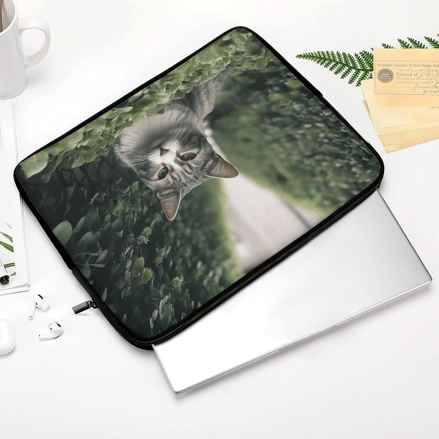 17inch Laptop Sleeve Bag Cat on The Ground Laptop Bag Shockproof Computer Carrying Cover Slim Briefcase Handbag
