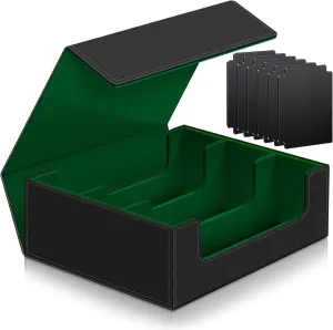 1800  Card Deck Case for Trading Cards, Leather Magnetic Closure Commander Card Storage Box Magic Card Holders Fit for MTG TCG and Sport Cards (Cyan)