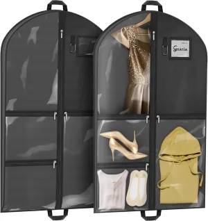 2 Pack 40'' Garment Bags for Travel, Garment Covers for Hanging Clothes, Dance Costume Bag for Dress Fall Wardrobe Organization
