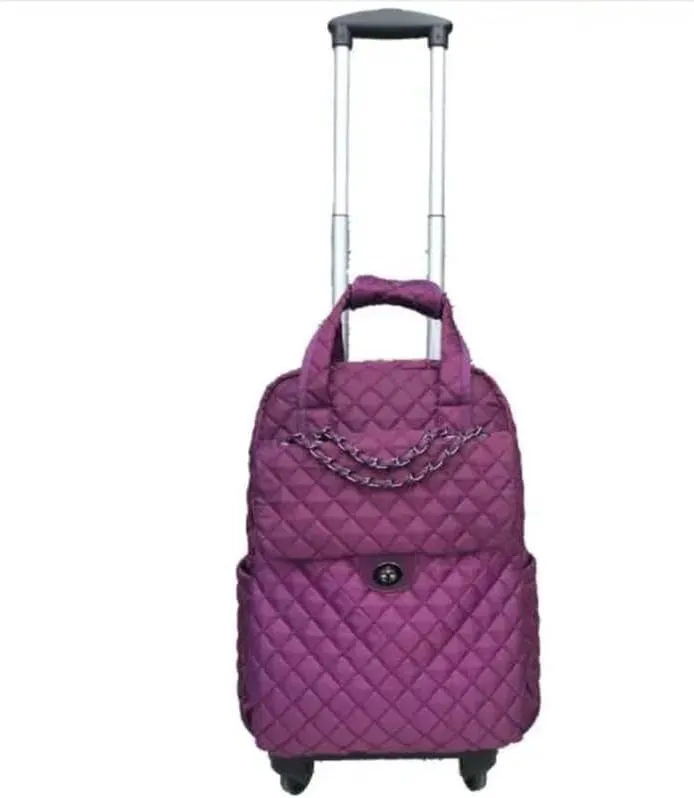 20 Inch Women carry on hand Luggage bag Cabin travel Trolley Bags wheels rolling luggage backpack Trolley Suitcase wheeled Bag(Blue 18 Inch)