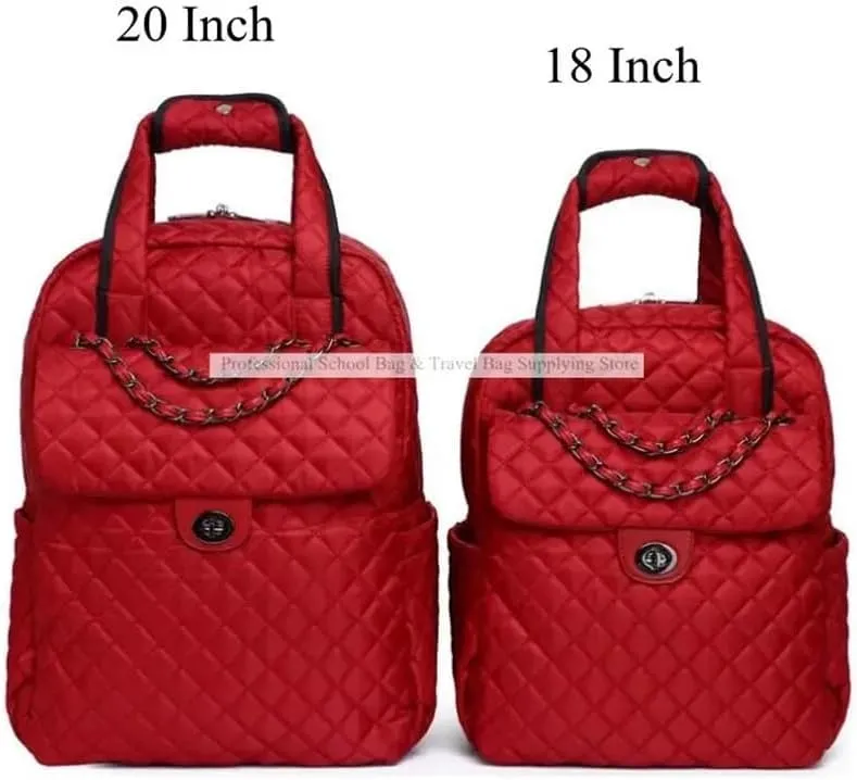 20 Inch Women carry on hand Luggage bag Cabin travel Trolley Bags wheels rolling luggage backpack Trolley Suitcase wheeled Bag(Blue 18 Inch)