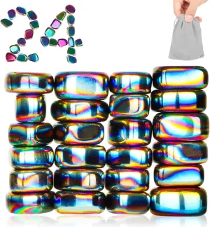 24pcs Rainbow Large Fridge Magnets Stones Science Kit, Irregular Polished Magnetic Whiteboard Locker, Home Kitchen Refrigerator Magnets, Neat Perfect Decorations Gifts Teacher Researcher