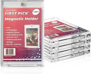 (25) 100PT Premium One Touch Magnetic Card Holder - PVC Free - UV Protection - Hard Plastic Protector for Collectible Sports Cards Trading Card Holder Card Protector Hard Case
