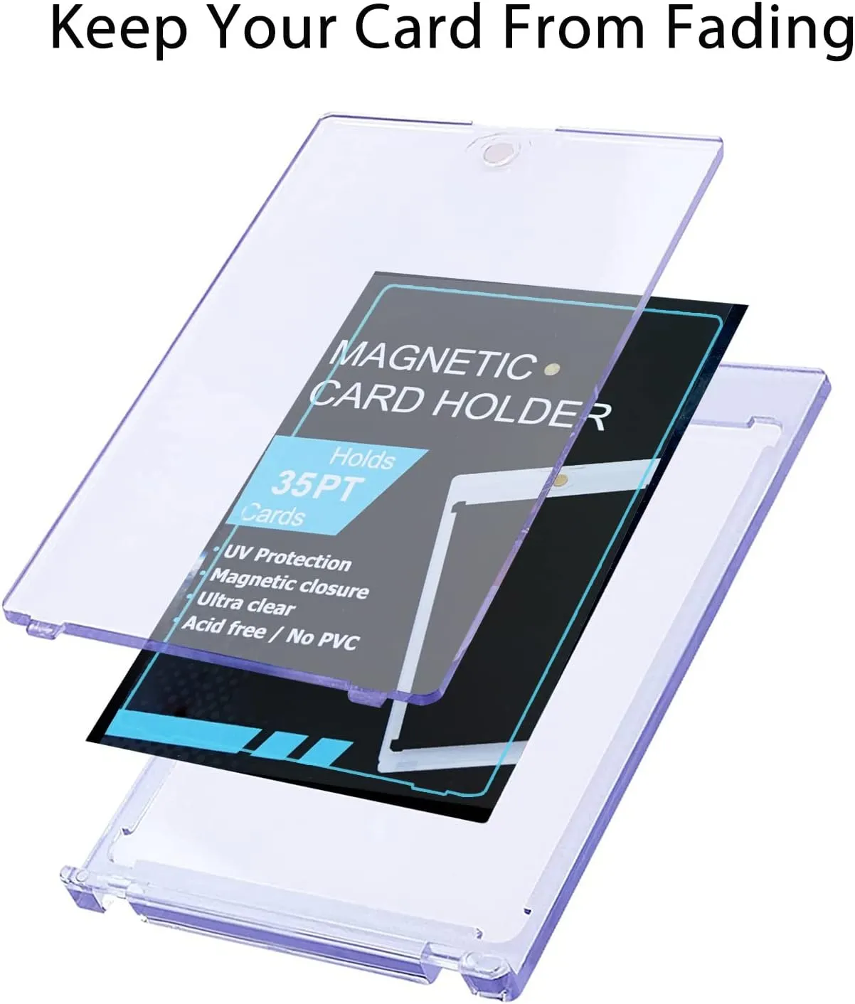 25 ct Magnetic Card Holder 35pt, Card case Holder for Trading Cards，Card Protectors Hard Plastic, Card Sleeves Display case for Baseball Card Sports Cards