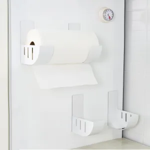 2PCS 5.9in Magnetic Paper Towel Holder Wall Mount Adjustable Kitchen Towel Holder Carbon Steel Trash Bag Holder Dispenser No Assembly Magnetic Fridge Shelf for Kitchen Organizers and Storage