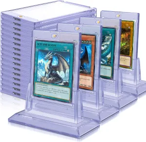 30 Pack Magnetic Card Holders for Trading Cards, 35pt Acrylic Baseball Card Holders Display Case for MTG Cards, Sports Cards, TCG Cards, Hard Plastic Card Protectors with 4 Card Stands