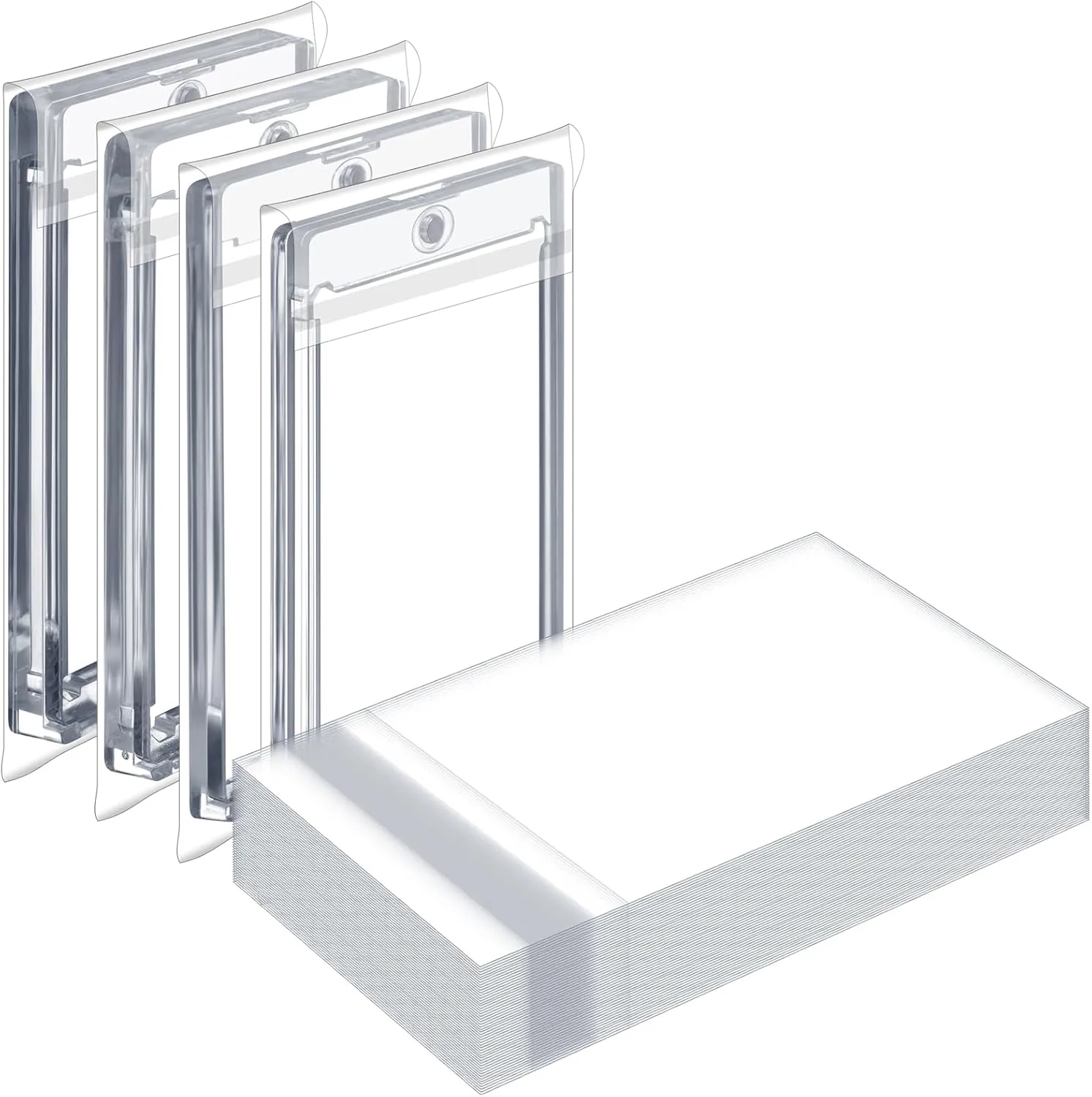 300 Resealable Team Bags, 3 x 4 Poly Bags Sleeves Thicker 360 Pt and 23-260 Pt Magnetic Card Sleeves