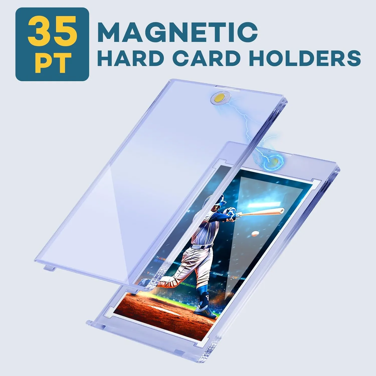 32 PCS Magnetic Card Holder, 35pt One Touch Card Holder,U-V Protection Hard Plastic Magnetic Cards Case,Display Case Protector for Sports Game Baseball Cards