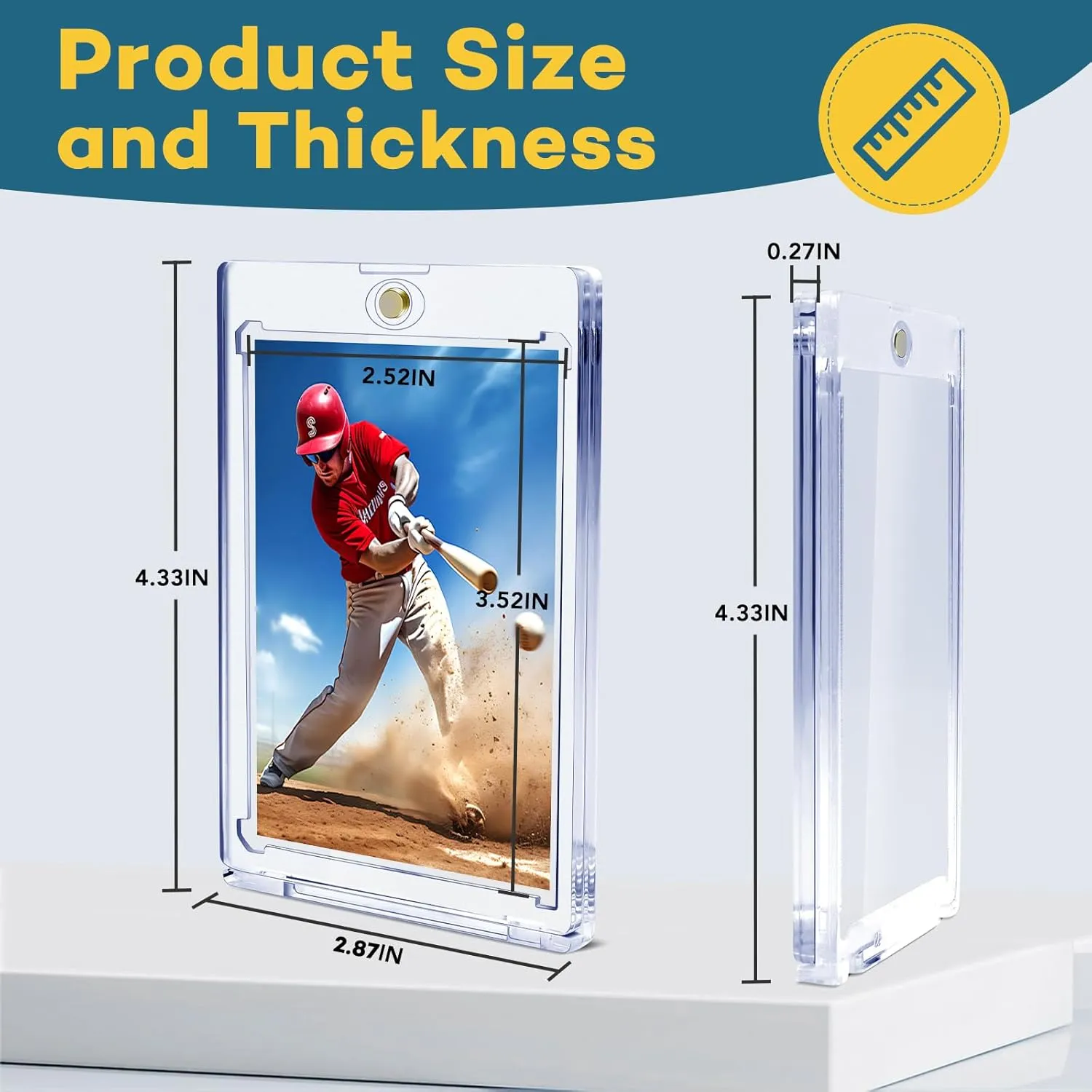 32 PCS Magnetic Card Holder, 35pt One Touch Card Holder,U-V Protection Hard Plastic Magnetic Cards Case,Display Case Protector for Sports Game Baseball Cards