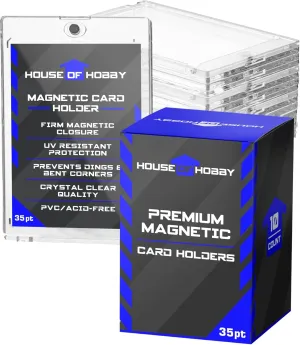 35pt Magnetic Card Holders, 10 Pack, Clear, Plastic, UV Resistant, Fits Card Protectors