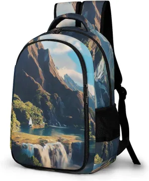 3D Mountain Laptop Backpack Landscape Travel Bags Daypack Durable Work Camping Hiking Back Packs for Women Men