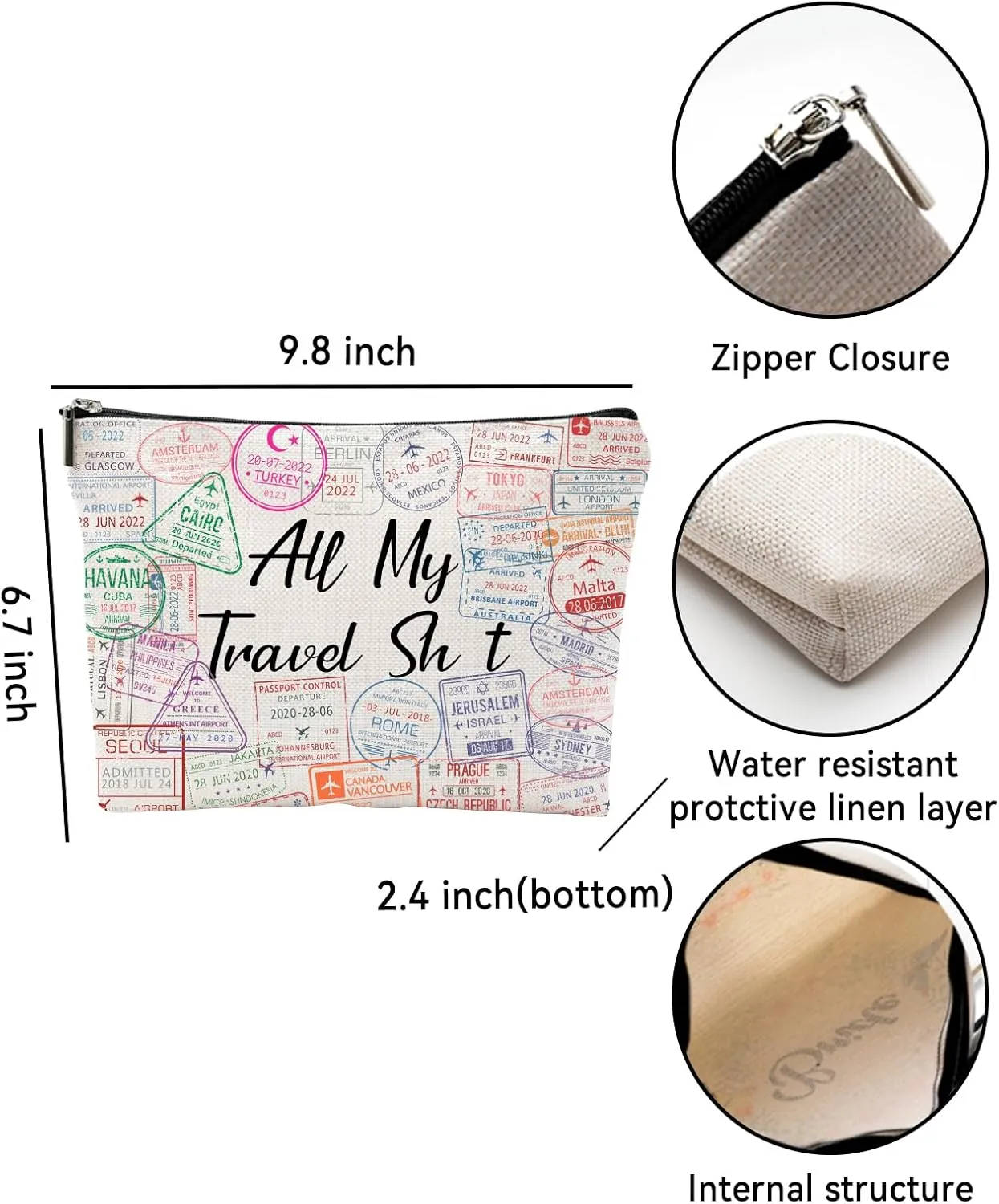 4 Pack Funny Travel Makeup Bag Set for Women - Girls Trip Toiletry Organizer, Bridesmaid Gift Set, Cosmetic Pouch for Travel Essentials