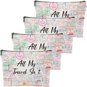 4 Pack Funny Travel Makeup Bag Set for Women - Girls Trip Toiletry Organizer, Bridesmaid Gift Set, Cosmetic Pouch for Travel Essentials