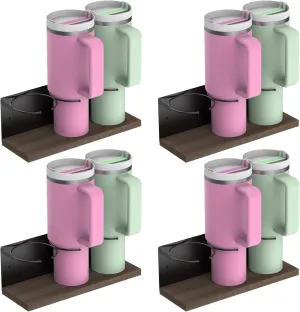 4 Pack Magnetic Water Bottle Organizer for Stanley 20&30&40 oz Magnet Tumbler Holder for Refrigerator Black Cup Storage Rack for Kitchen/Cabinet