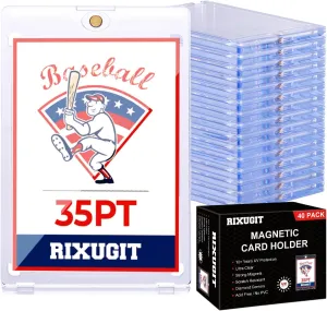 40-Pack One Touch Magnetic Card-Holders - 35PT Trading Card Holders, UV Protection Clear Acrylic Card Cases, Card Protector for Game, Baseball Sports Cards, Fit for Standard Cards Storage and Display
