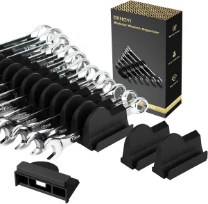 48 pcs MAGNETIC Modular Wrench Organizers for Tool Drawers - Wrench Rack with Metric&SAE Labels, Perfect Tool Storage Holder with Magnet. Gift for father, brother and boyfriend (Black with Magnets)
