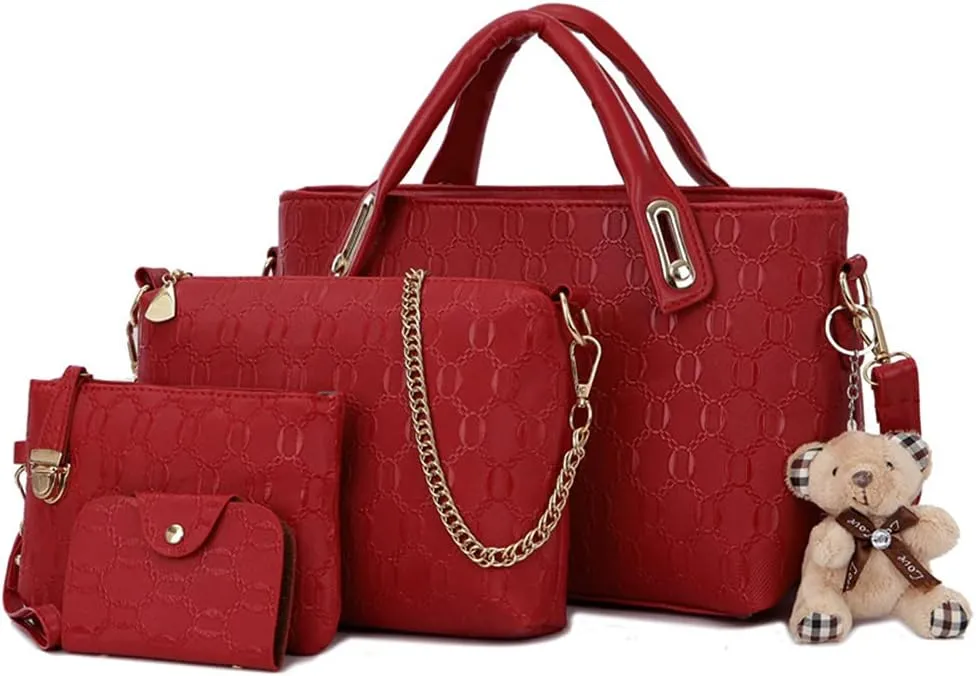 4pcs Set Handbags for Women Shoulder Bag Purse Card Holder Shopper Tote Satchels