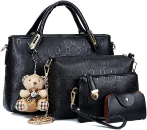 4pcs Set Handbags for Women Shoulder Bag Purse Card Holder Shopper Tote Satchels