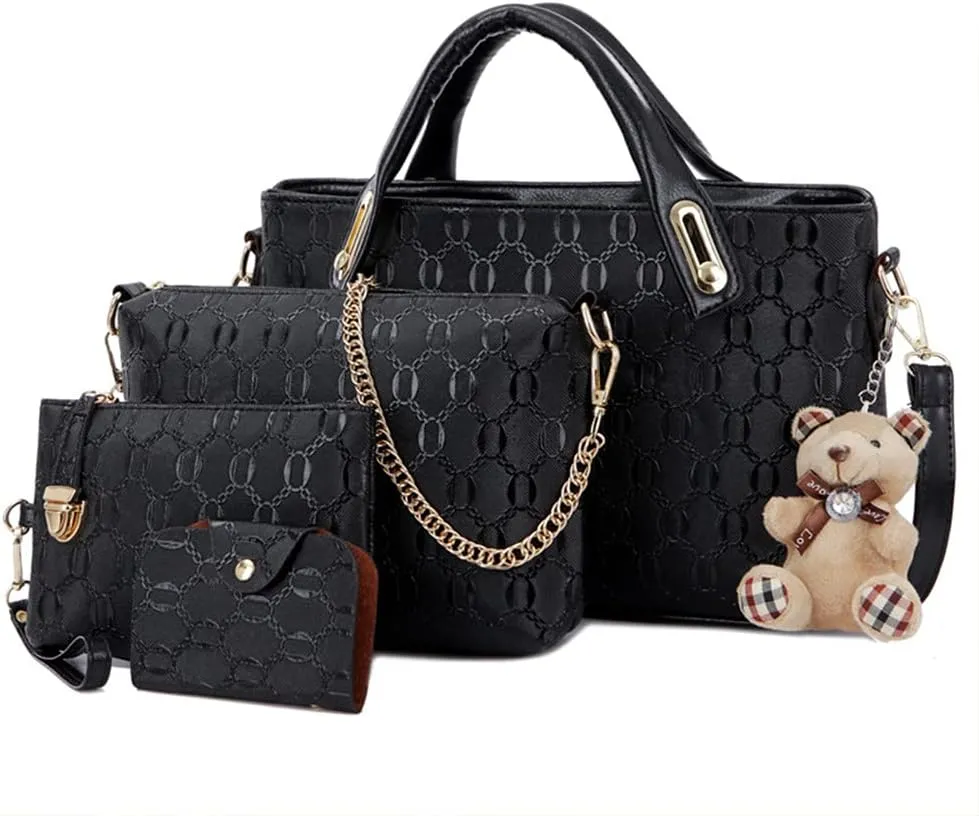 4pcs Set Handbags for Women Shoulder Bag Purse Card Holder Shopper Tote Satchels