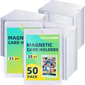 50 PCS Magnetic Card Holders One Card Holder Touch for Trading Cards, UV Protection Acrylic Card Protector Display Case for Basketball Baseball Sports Game Cards