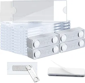 50 Pieces Magnetic Name Tags Kit Acrylic Name Badge Holders Clear Label Holders with Blank Printable Paper Inserts Magnets Custom Identity for Office
