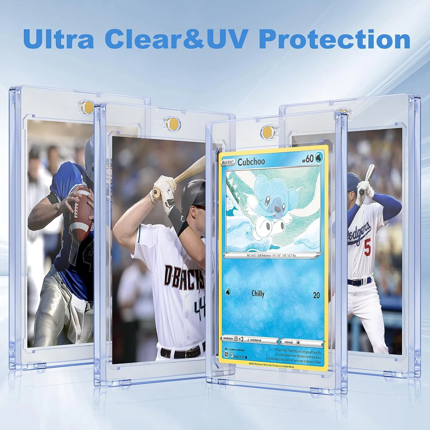 50ct Magnetic Card Holder for Trading Cards, 35pt Ultra Clear Baseball Card Holder, Hard Plastic Protectors for Sports and Game Cards