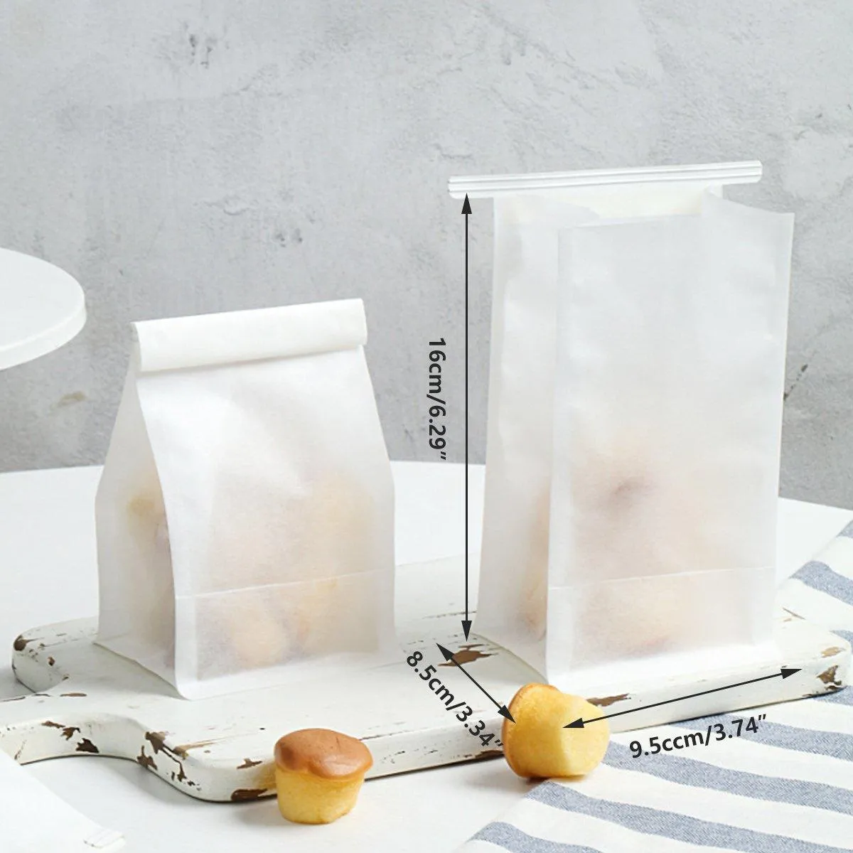 50PCS Oil-proof Self-standing Baking Packaging Seal Bag